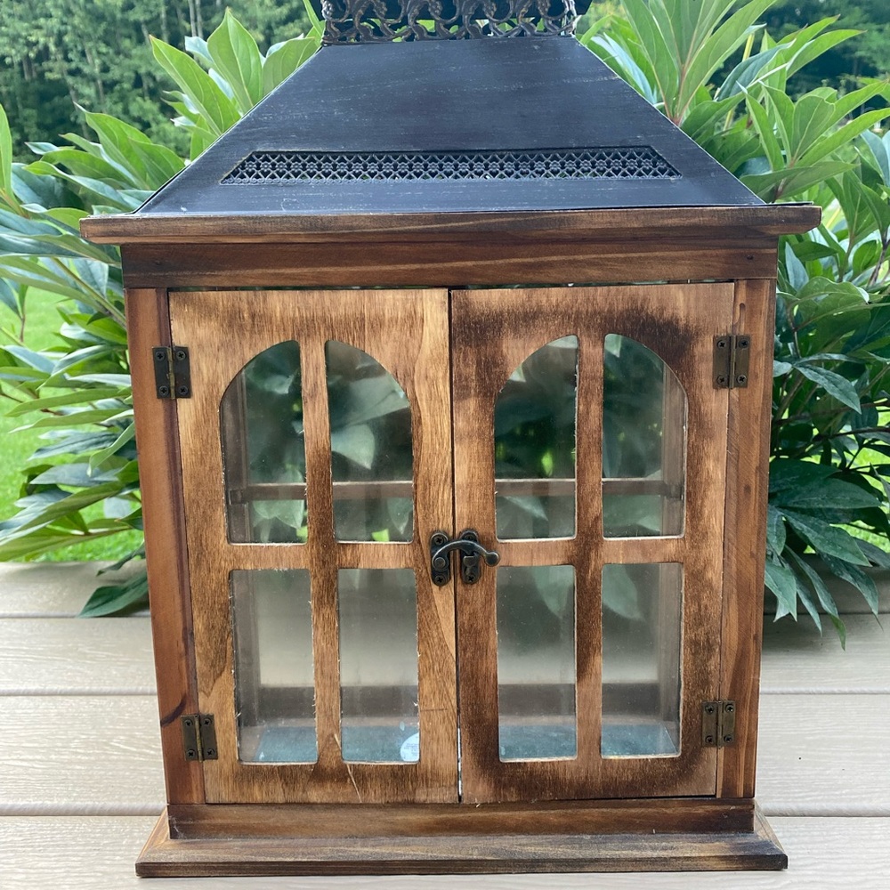 Rustic Wood and Metal Lantern